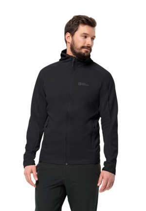 Black Jack Wolfskin Alpgrat Hooded Fz Men Fleece Jackets | 35969660