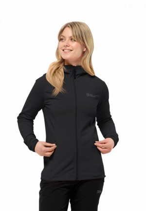 Black Jack Wolfskin Baiselberg Hooded Fz Women Fleece Jackets | 50608904