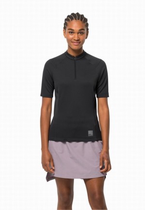 Black Jack Wolfskin Bike Commute Hz Women T Shirts | 64698974