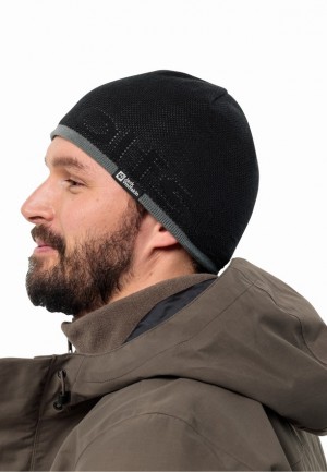 Black Jack Wolfskin Brand Men Beanie | 14020704