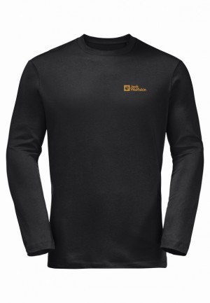 Black Jack Wolfskin Essential Longsleeve Men T Shirts | 30283369