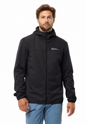 Black Jack Wolfskin Feldberg Hoody Men Softshell Jackets | 77914012