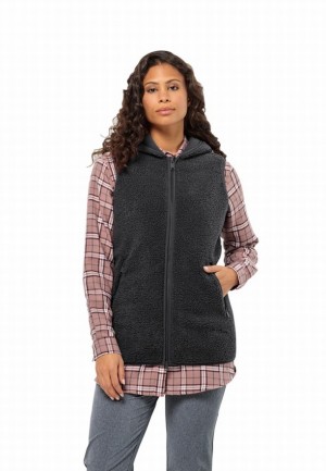 Black Jack Wolfskin High Curl Long Women Vest | 16763179