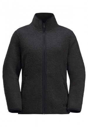Black Jack Wolfskin High Curl Women Fleece Jackets | 40657390