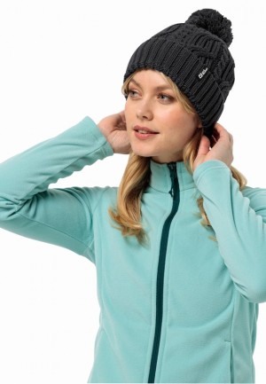 Black Jack Wolfskin Pompom Men Beanie | 53439579