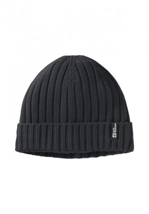 Black Jack Wolfskin Rib Knit Men Beanie | 59414141