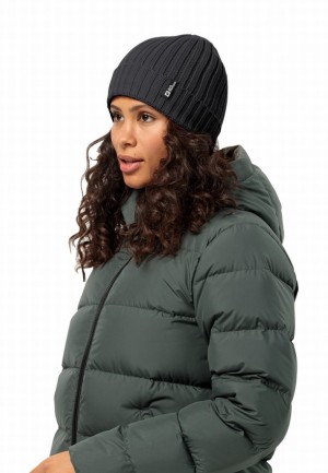 Black Jack Wolfskin Rib Knit Women Beanie | 25217742