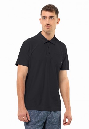 Black Jack Wolfskin Terral Men Polo Shirts | 44890436
