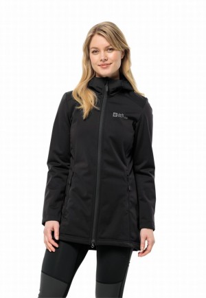 Black Jack Wolfskin Windhain Women Softshell Jackets | 88507460