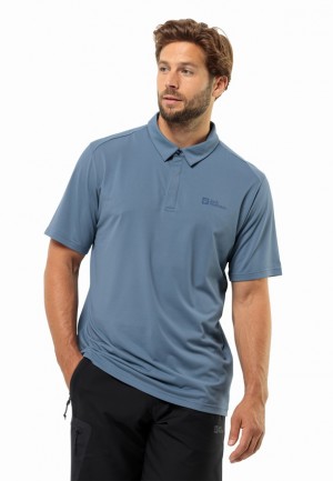 Blue Jack Wolfskin Delgami Men Polo Shirts | 97522639