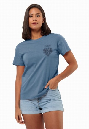 Blue Jack Wolfskin Discover Heart Women T Shirts | 95400316