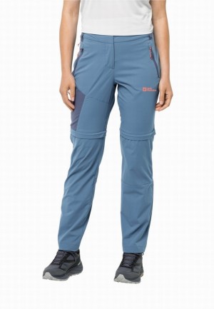 Blue Jack Wolfskin Glastal Zip Away Women Hiking Pants | 17445056