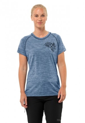 Blue Jack Wolfskin Kammweg Graphic S/s Women T Shirts | 10693432