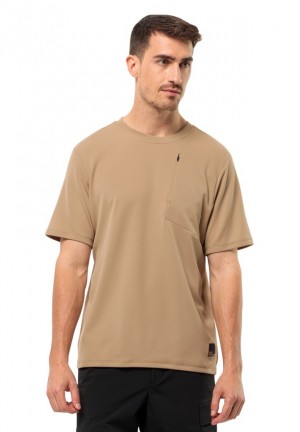 Brown Jack Wolfskin Bike Commute Men T Shirts | 91863449