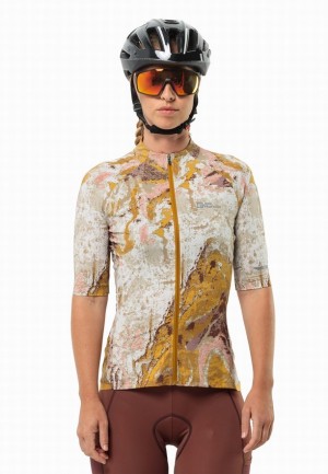 Brown Jack Wolfskin Gravex Printed Fz S/s Women Shirts | 43863408