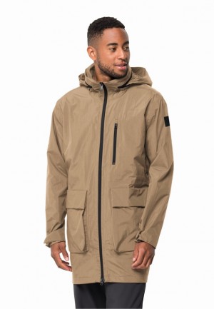Brown Jack Wolfskin Norden Port Men Coats | 27978355