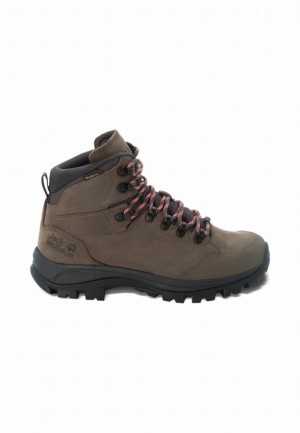 Brown Jack Wolfskin Rebellion Texapore Mid Women Hiking Shoes | 69118532