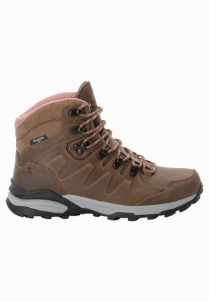 Brown Jack Wolfskin Refugio Prime Texapore Mid Women Hiking Shoes | 36587566