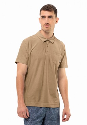 Brown Jack Wolfskin Terral Men Polo Shirts | 71516435