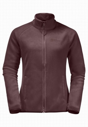 Burgundy Jack Wolfskin Moonrise Fz Women Fleece Jackets | 71084014