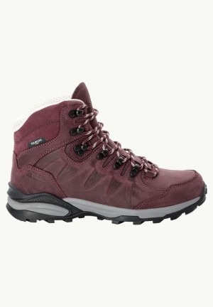Burgundy Jack Wolfskin Refugio Prime Texapore Mid Women Hiking Shoes | 95353413
