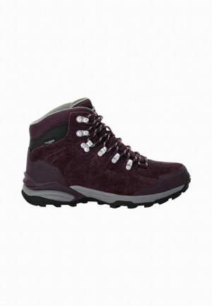 Burgundy Jack Wolfskin Refugio Texapore Mid Women Hiking Shoes | 88547514