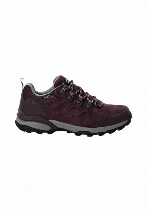 Burgundy Jack Wolfskin Refugio Texapore Low Women Hiking Shoes | 81604158