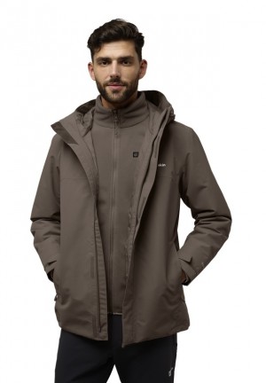 Coffee Jack Wolfskin Altenberg 3in1 Men Jackets | 17549587