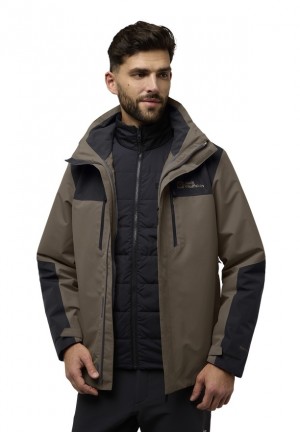 Coffee Jack Wolfskin Jasper 3in1 Men Jackets | 35989572
