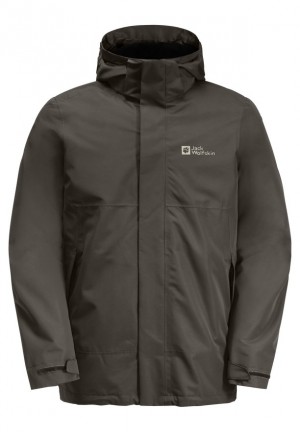 Coffee Jack Wolfskin Luntal 3in1 Men Jackets | 45791010
