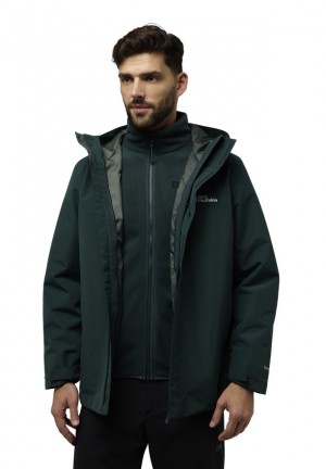 Green Jack Wolfskin Altenberg 3in1 Men Jackets | 61163345