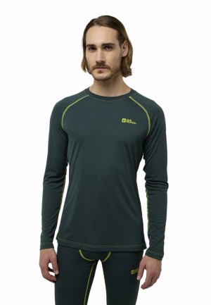 Green Jack Wolfskin Infinite Light Ls Men T Shirts | 19719989