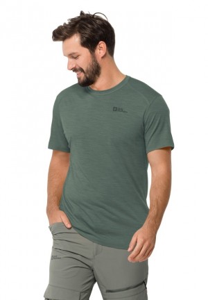 Green Jack Wolfskin Kammweg S/s Men T Shirts | 11029700