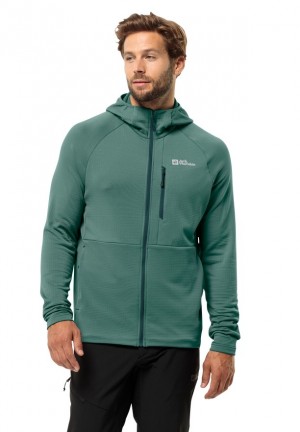 Green Jack Wolfskin Kolbenberg Hooded Fz Men Fleece Jackets | 59647642