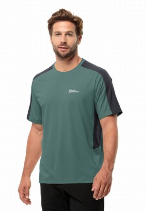 Green Jack Wolfskin Narrows Men T Shirts | 40434675
