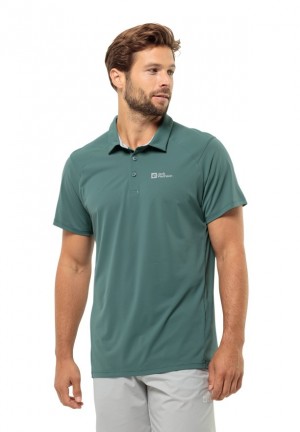 Green Jack Wolfskin Prelight Trail Men Polo Shirts | 71172390