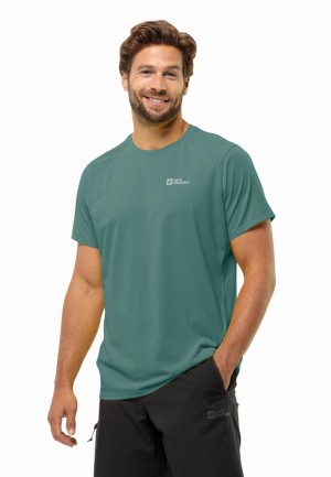 Green Jack Wolfskin Prelightrail Men T Shirts | 81956265