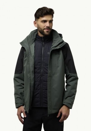 Green Jack Wolfskin Romberg 3in1 Men Jackets | 27778256