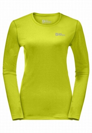 Green Jack Wolfskin Skyhermal L/s Women T Shirts | 77405431