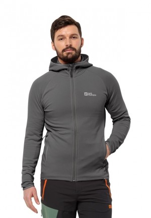 Grey Jack Wolfskin Baiselberg Hooded Fz Men Fleece Jackets | 53572594
