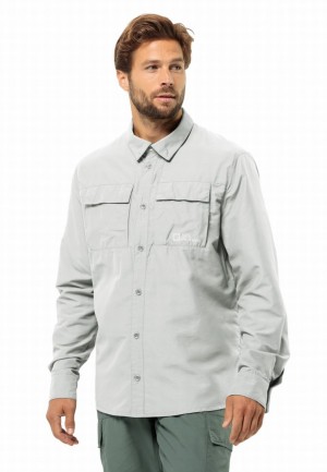 Grey Jack Wolfskin Barrier Ls Men Shirts | 33776681
