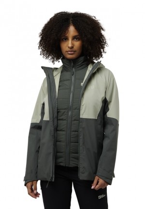 Grey Jack Wolfskin Glaabach 3in1 Women Jackets | 34671324