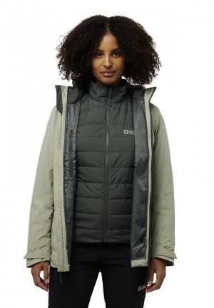 Grey Jack Wolfskin Hunberg 3in1 Women Jackets | 31494392
