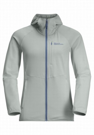 Grey Jack Wolfskin Kolbenberg Hooded Fz Women Fleece Jackets | 27817466