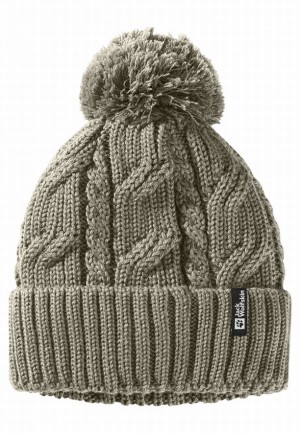 Grey Jack Wolfskin Pompom Women Beanie | 31536342