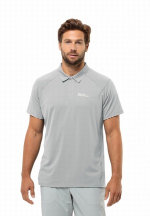 Grey Jack Wolfskin Prelight Chill Men Polo Shirts | 82649838