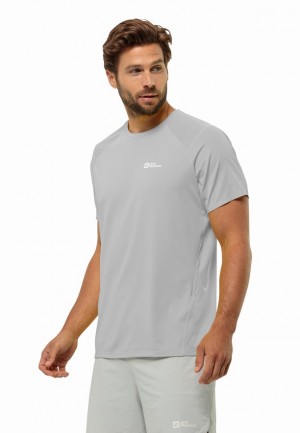 Grey Jack Wolfskin Prelight Chill Men T Shirts | 63832445