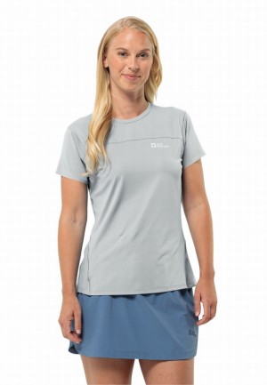 Grey Jack Wolfskin Prelight Chill Women T Shirts | 33357137