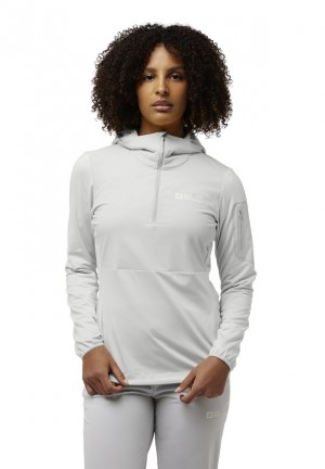 Grey Jack Wolfskin Prelight Trail Hoody Women T Shirts | 46898337