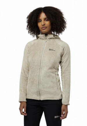 Grey Jack Wolfskin Rotwand Hooded Fz Women Fleece Jackets | 70809657